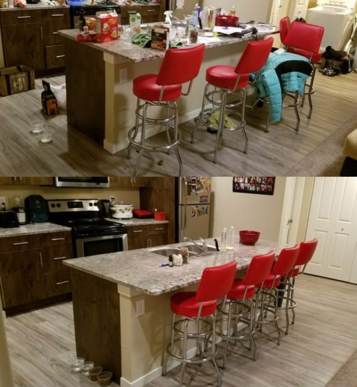 Before and after kitchen cleaning